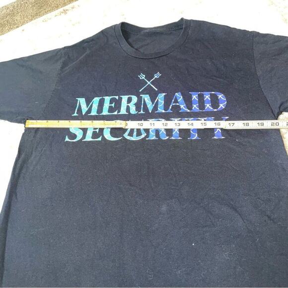 Mermaid Security blue and black T-shirt SZ L - Picture 4 of 4